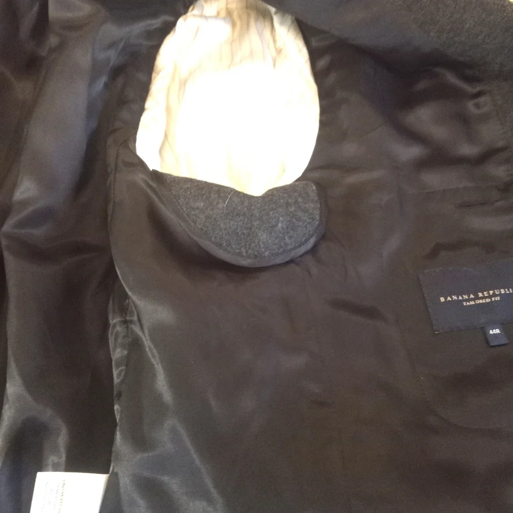 Grey Wool Blend Jacket w Military Accents 44Reg